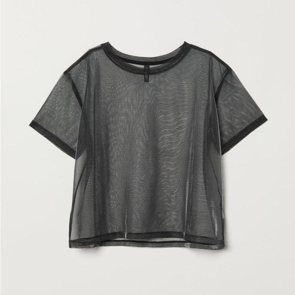 Divided- shimmering Sheer Black see through shirt